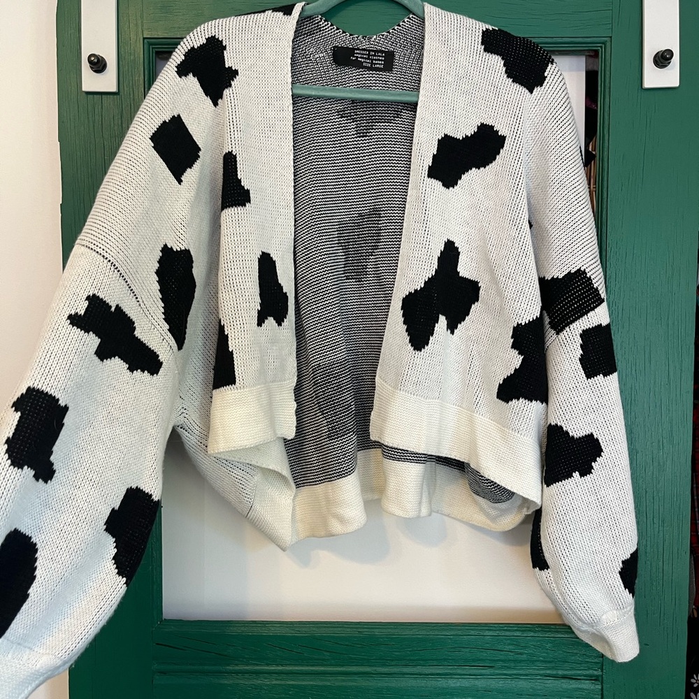 Dressed in LALA Black and White Cardigan